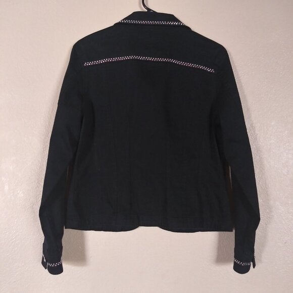 Christine Alexander Black Denim Rhinestone Jacket Women's Medium - Picture 5 of 6